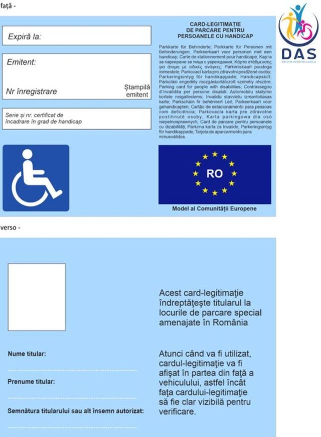 Important pentru persoanele cu dizabilități: a intrat în vigoare noul model de card-legitimație pentru parcare gratuită