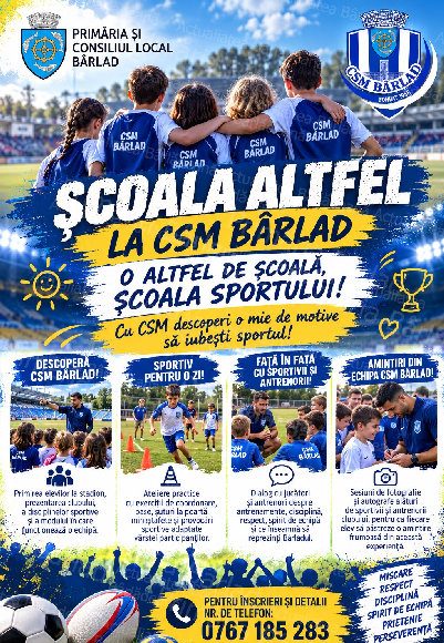 ”Școala Altfel” ajunge la CSM Bârlad. Elevii vor putea descoperi sportul direct pe stadion